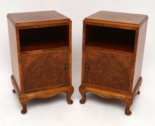 Pair of Antique Burr Walnut Bedside Cabinets