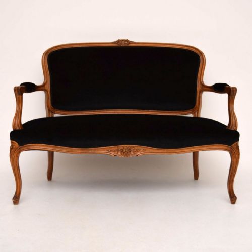 Antique French Carved Walnut Upholstered Sofa