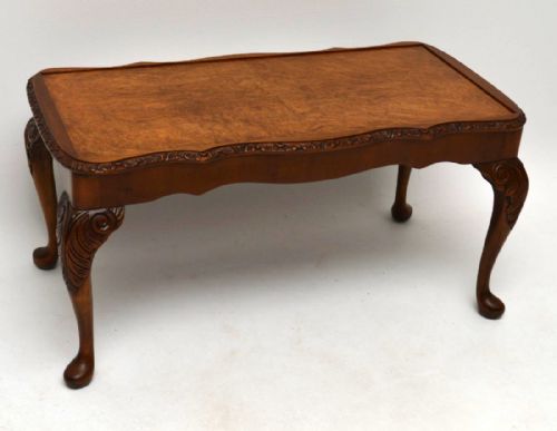 Antique Queen Anne Style Burr Walnut Coffee Table