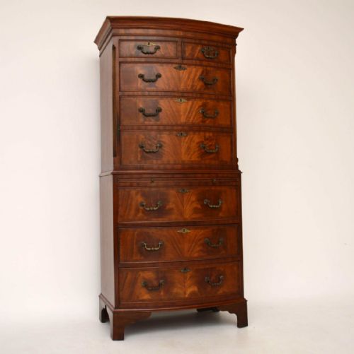 Antique Georgian Style Flame Mahogany Chest on Chest