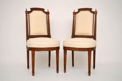 Pair of Antique Walnut Upholstered Side Chairs