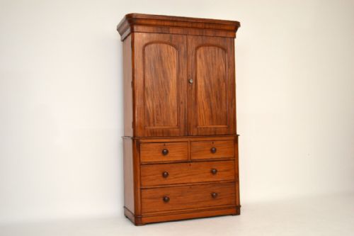 Antique Classic Victorian Mahogany Linen Press