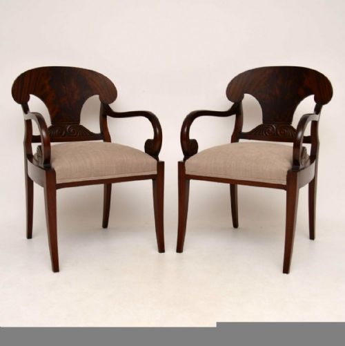 Pair of Antique Swedish Mahogany Armchairs