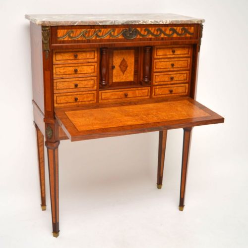 Antique Swedish Marble Top Secretaire Cabinet