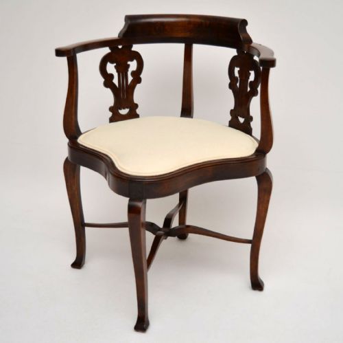 Antique Edwardian Mahogany Corner Armchair