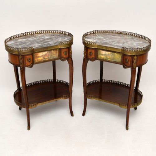 Pair of Antique French Marble Top Side Tables
