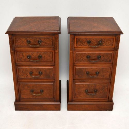 Pair of Antique Victorian Walnut Bedside Chests