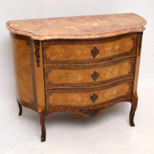 Antique Swedish Kingwood & Rosewood Marble Top Commode