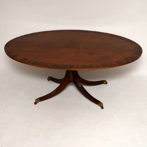 Antique Inlaid Mahogany & Rosewood Oval Dining Table