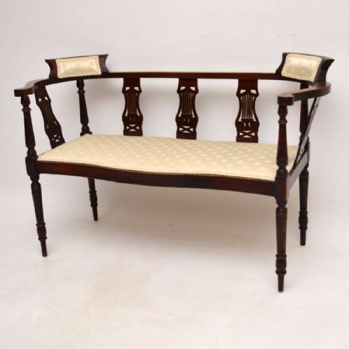 Antique Edwardian Inlaid Mahogany Settee