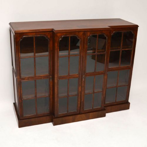 Antique Walnut Breakfront Bookcase