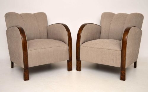 Pair of Art Deco Swedish Satin Birch Armchairs