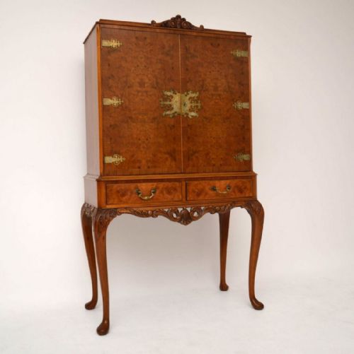Antique Burr Walnut Cocktail Drinks Cabinet
