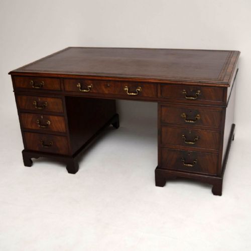Large Antique Mahogany Pedestal Desk