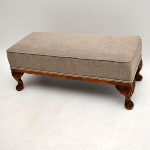 Antique Carved Walnut Foot Stool