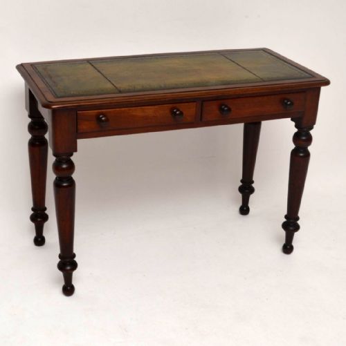 Antique Victorian Mahogany Leather Top Writing Table Desk