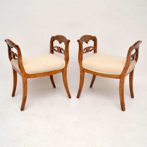 Pair of Antique Swedish Satin Birch Stools