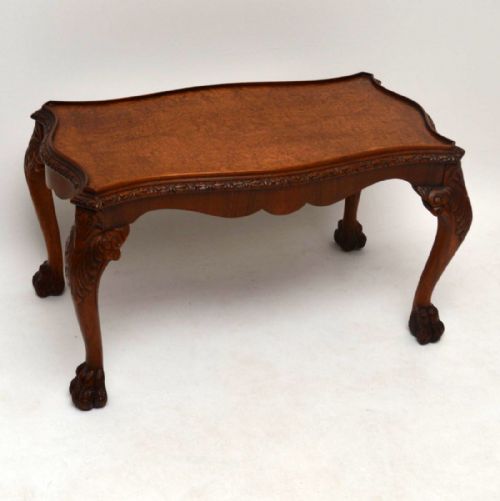 Antique Queen Anne Style Burr Walnut Coffee Table