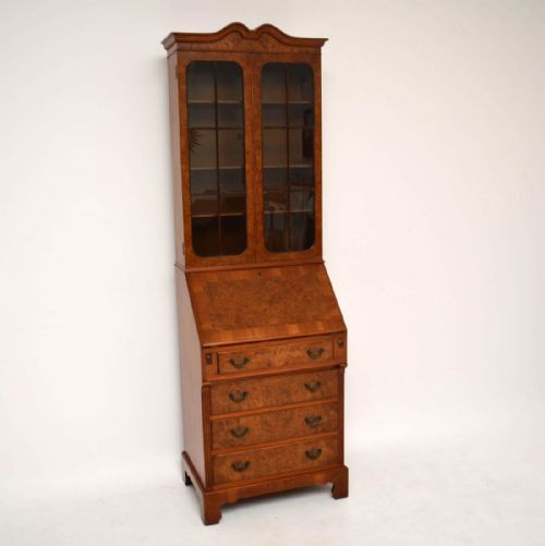 Antique Burr Walnut Bureau Bookcase