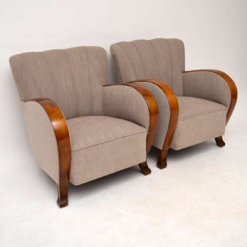 fig 1. Pair of Swedish Satin Birch Art Deco Armchairs