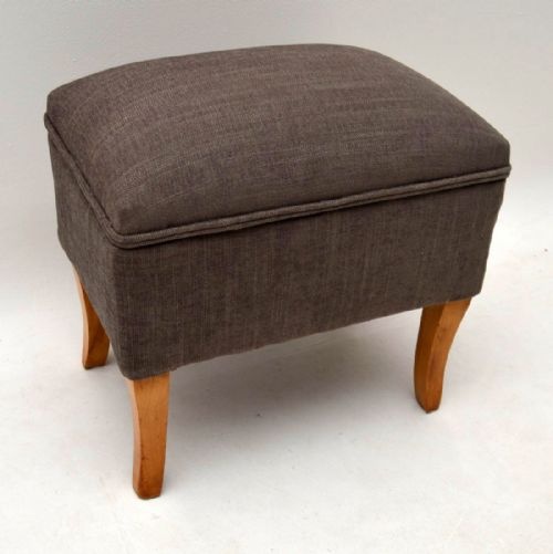 Antique Upholstered Satin Wood Stool / Storage Box