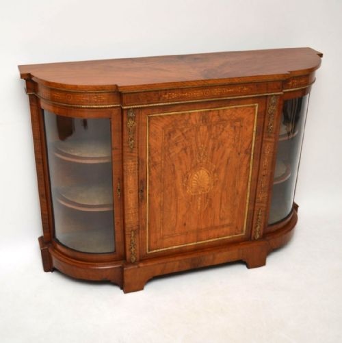 Antique Victorian Inlaid Walnut Credenza