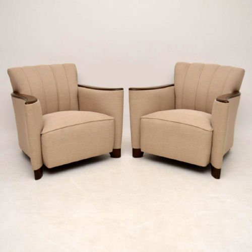Pair of Art Deco Swedish Satin Birch Armchairs