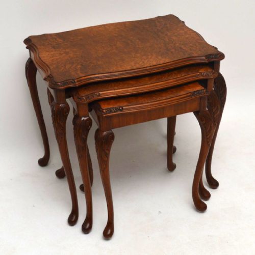 Antique Burr Walnut Nest of 3 Tables