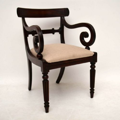 Antique William IV Mahogany Armchair or Desk Chair