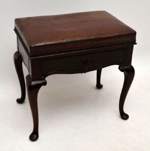 Antique Mahogany & Leather Piano Stool