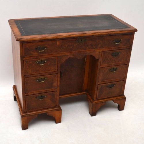 Antique Burr Walnut Knee Hole Desk