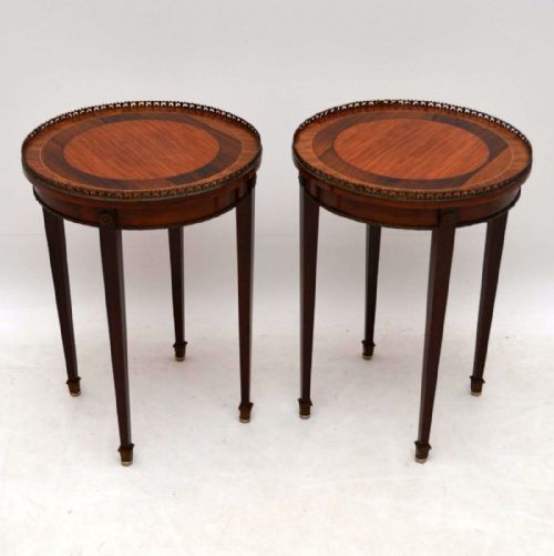 Pair of French Antique Inlaid Rosewood Side Tables