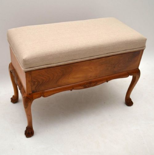 Antique Figured Walnut Duet Piano Stool