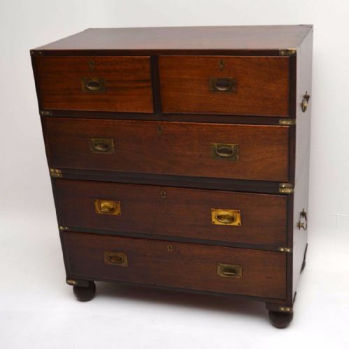 Antique Victorian Mahogany Campaign Chest of Drawers