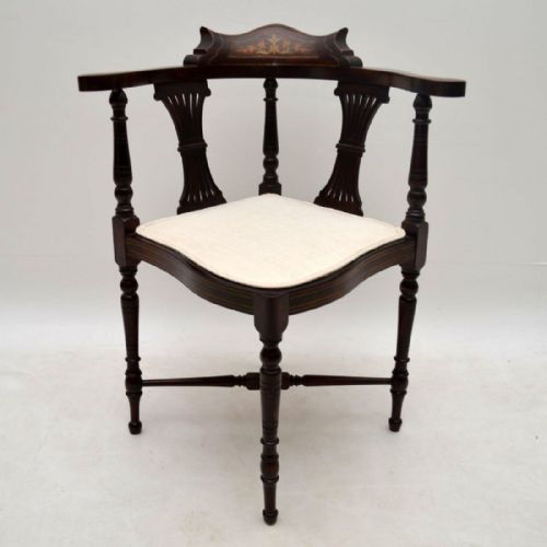 Antique Edwardian Inlaid Mahogany Corner Chair