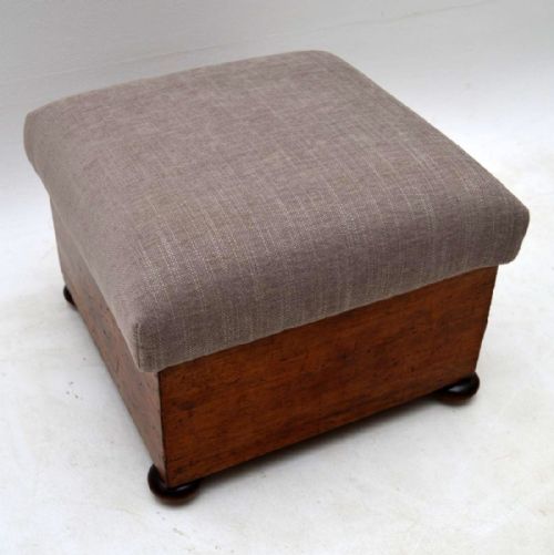 Antique Victorian Mahogany Stool / Storage Box