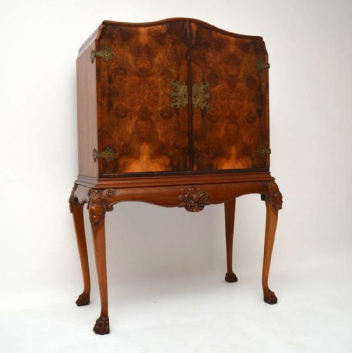 Antique Burr Walnut Cocktail Drinks Cabinet