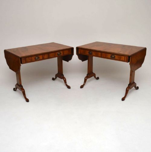 Pair of Antique Burr Walnut Sofa Tables