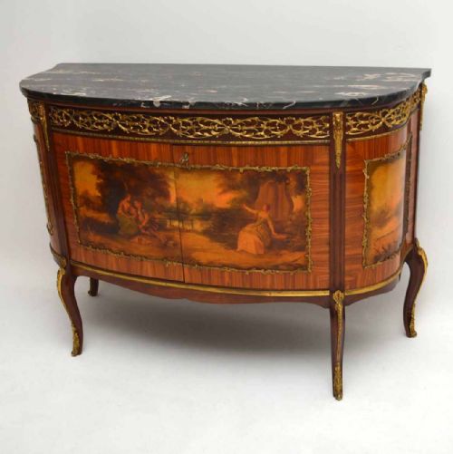 Antique French Painted Marble Top Cabinet