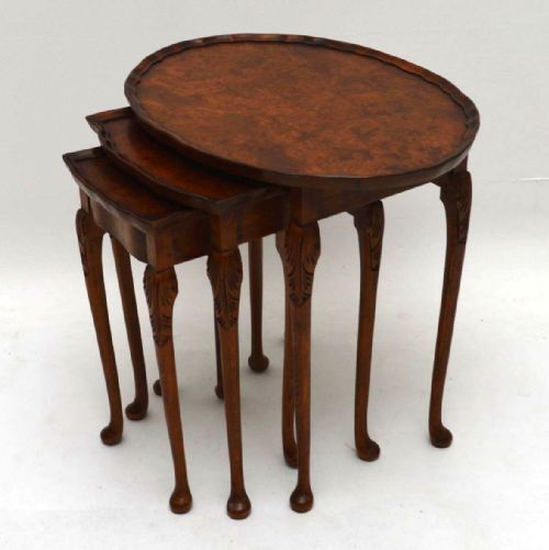 Antique Walnut Pie Crust Nest of Tables