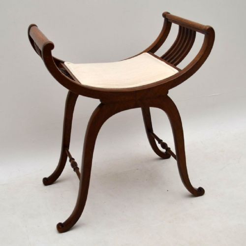 Antique Edwardian Mahogany Gondola Stool