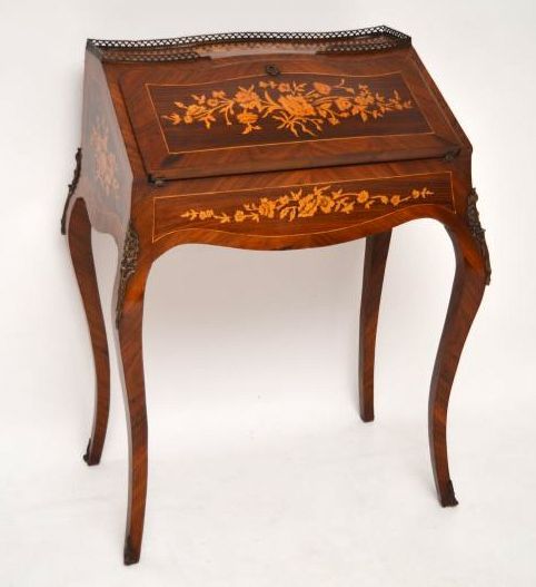 Antique French Bureau De Dame – Kingwood, Rosewood, Marquetry