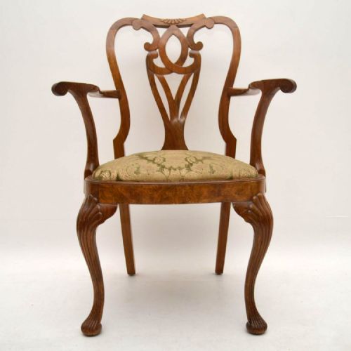 fig 1. Antique Burr Maple & Walnut Dining Table plus 6 Chairs