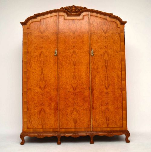 Antique Three Door Burr Walnut Wardrobe