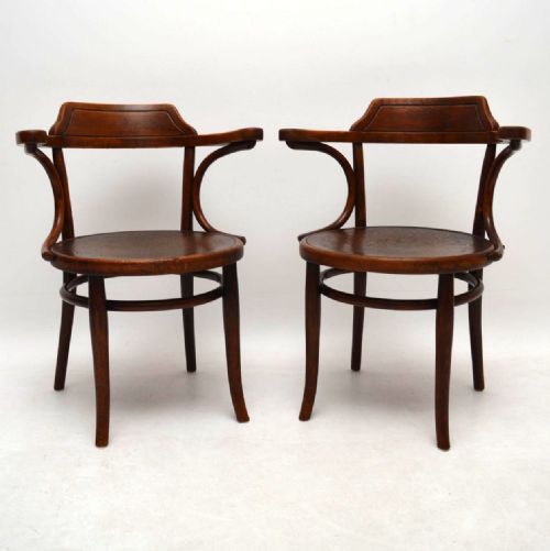 Pair of Antique Bentwood Armchairs by Thonet