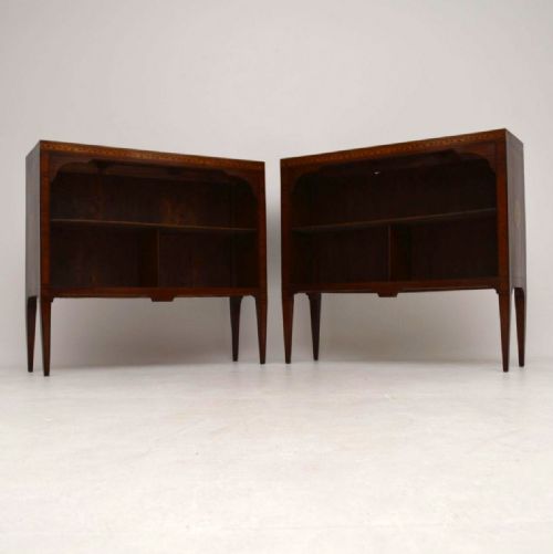 Pair of Antique Swedish Inlaid Rosewood Bookcases