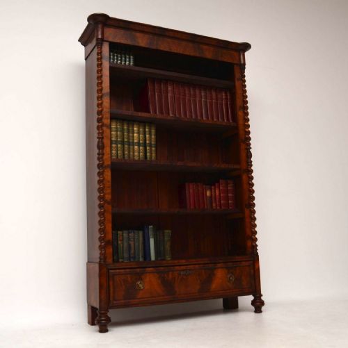 Antique Flame Mahogany Open Bookcase