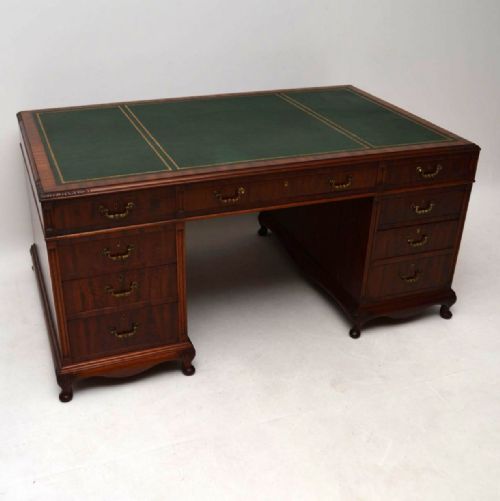 Large Antique Mahogany Pedestal Desk
