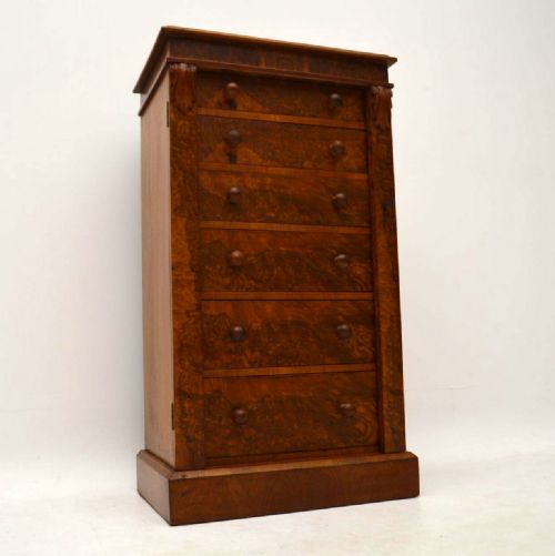 Antique Victorian Burr Walnut Wellington Chest
