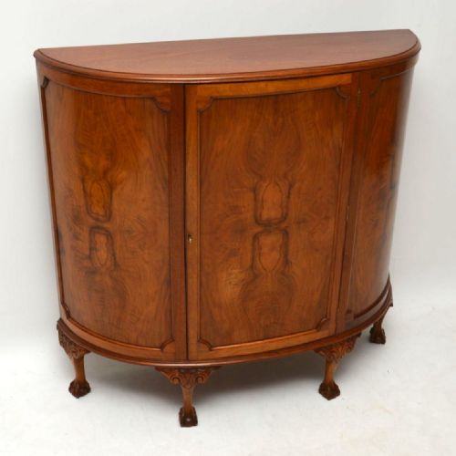 Antique Bow Fronted Walnut Cabinet
